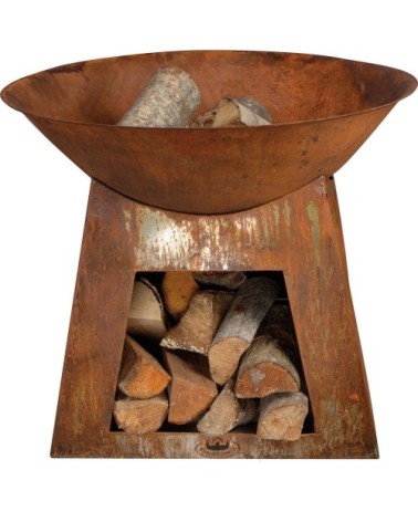Vasque brasero porte bûches en métal 60 cm