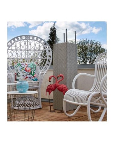 Photophore d'extérieur gris en résine et verre hauteur 115 cm