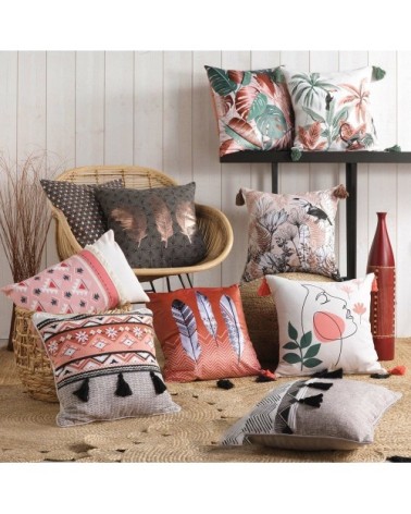 Coussin pompons coton 45x45cm