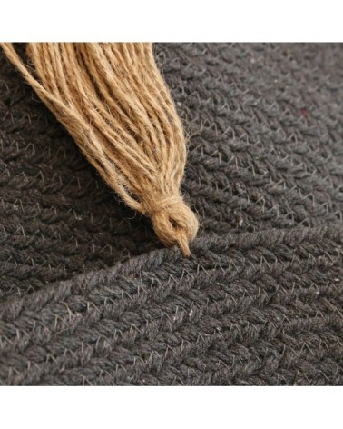 Tapis rond coton pompon gris D90cm