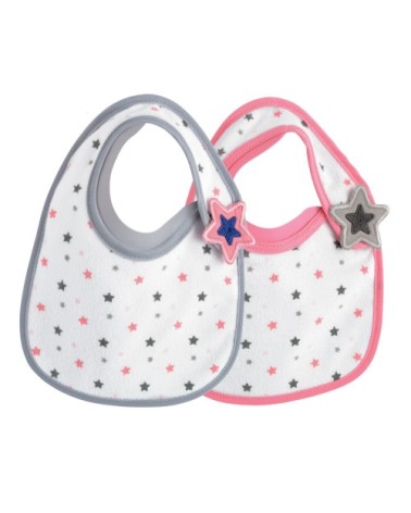 Lot de 2 bavoirs bébé  Rose Éponge