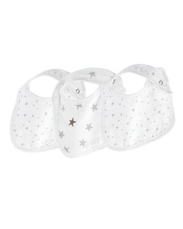 Lot de 3 bavoirs bébé  Blanc Mousseline de coton