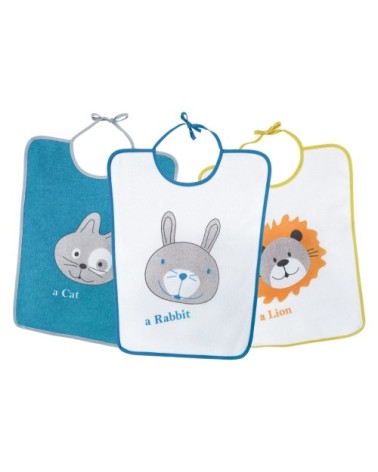 Lot de 3 bavoirs maternelle bébé  Multicolore Éponge