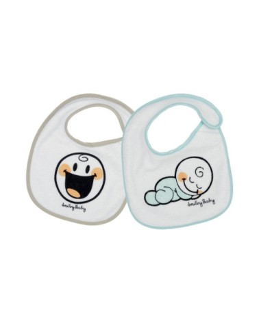 Lot de 2 bavoirs bébé  Blanc Éponge