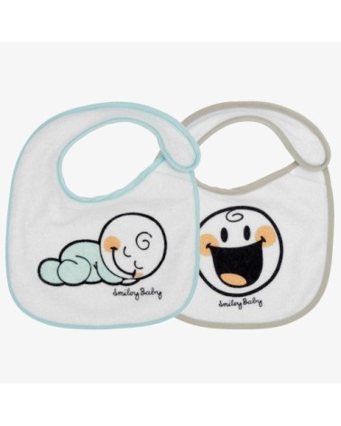 Lot de 2 bavoirs bébé  Blanc Éponge