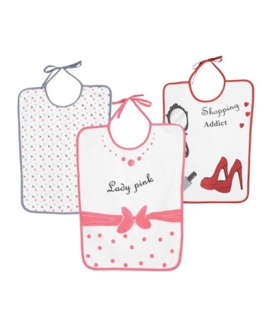 Lot de 3 bavoirs maternelle bébé  Rose Éponge