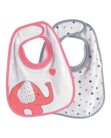 Lot de 2 bavoirs bébé  Rose Éponge