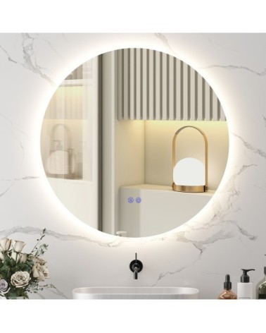 Miroir led mural salle de bain anti-buée verre blanc/argent