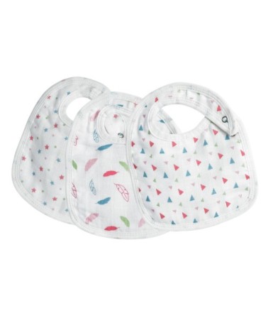 Lot de 3 bavoirs bébé  Rose Mousseline de coton