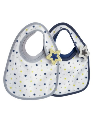 Lot de 2 bavoirs bébé  Bleu Éponge