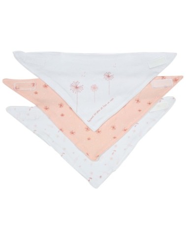 Lot de 3 bavoirs bébé  Rose Coton