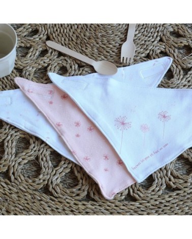 Lot de 3 bavoirs bébé  Rose Coton