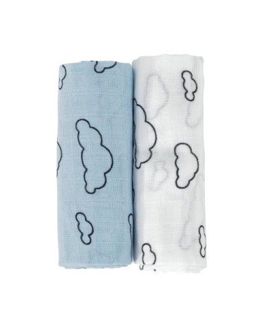 Lot de 2 langes bébé  Bleu Viscose de bambou