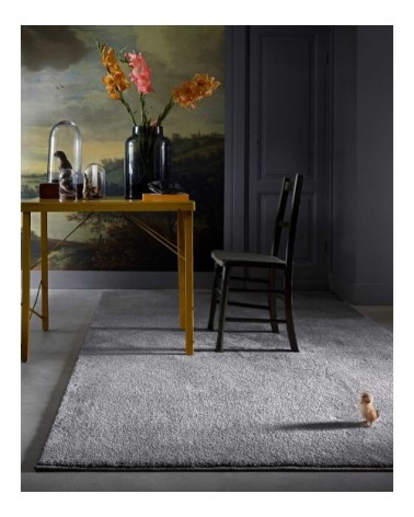 Tapis tissé velours ras gris uni 133x190