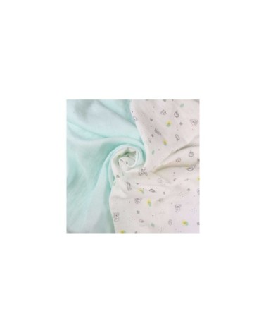 Lot de 2 langes bébé  Vert Mousseline de coton