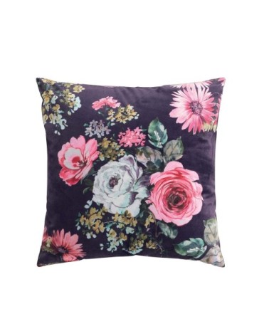 Coussin aspect velours prune 45x45cm