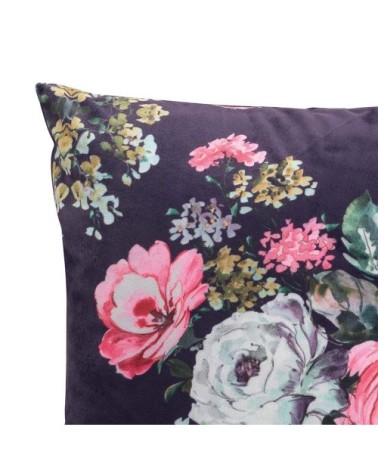 Coussin aspect velours prune 45x45cm