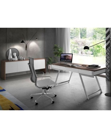 Bureau en noyer et blanc