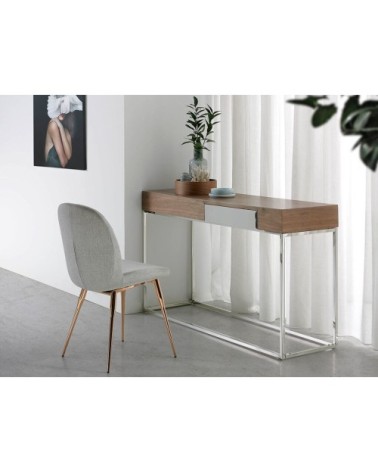 Console d'accueil en noyer et acier