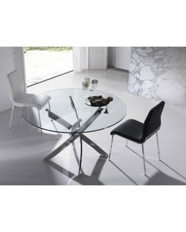 Chaise en croûte de cuir et acier chromé