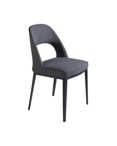 Chaise en tissu noir avec pieds en acier