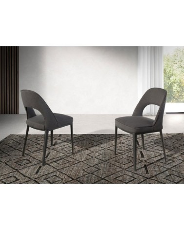 Chaise en tissu noir avec pieds en acier