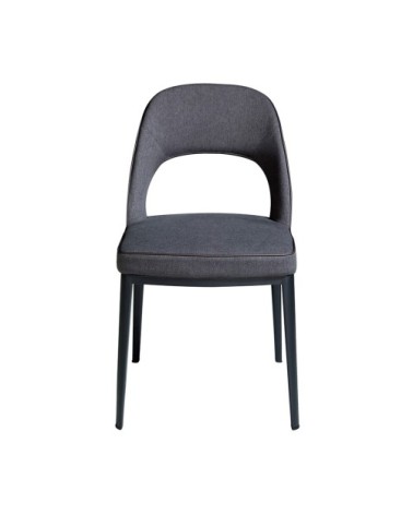 Chaise en tissu noir avec pieds en acier