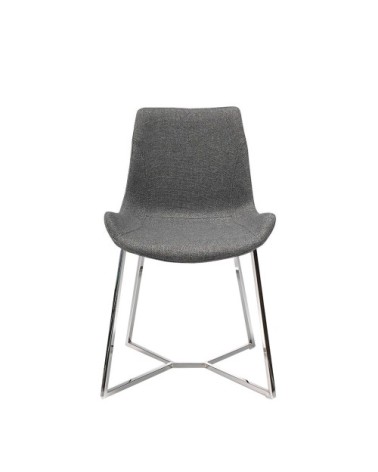 Chaise en tissu gris et pieds chromé
