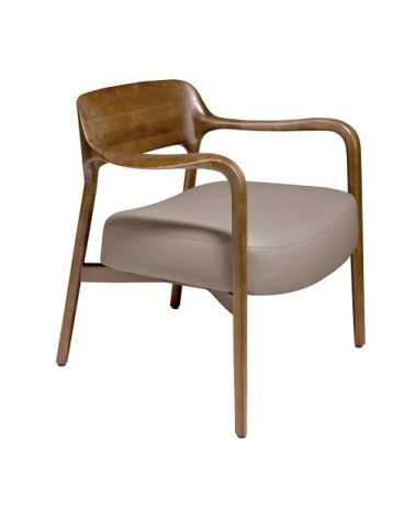 Fauteuil croûte de cuir structure noyer