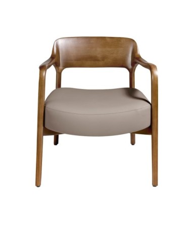 Fauteuil croûte de cuir structure noyer