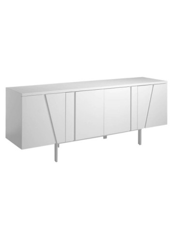 Buffet effet bois et acier blanc