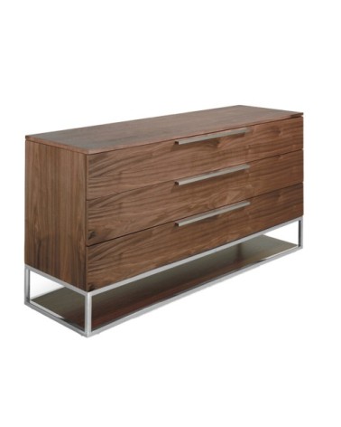 Commode en noyer et acier chromé