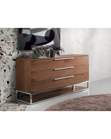 Commode en noyer et acier chromé