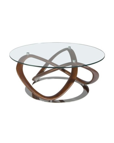 Table basse en verre et bois de noyer