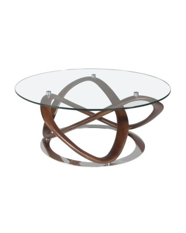 Table basse en verre et bois de noyer