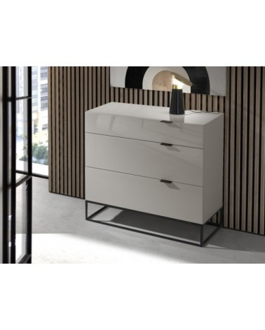 Coffre en effet bois gris et acier noir