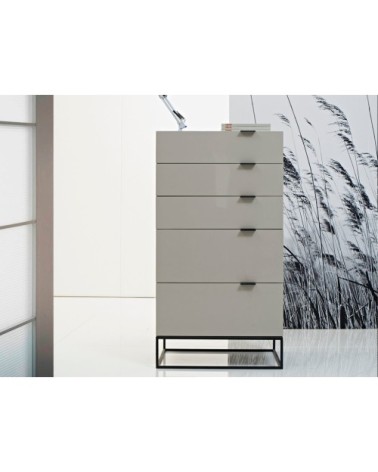 Chiffonnier en effet bois gris et acier