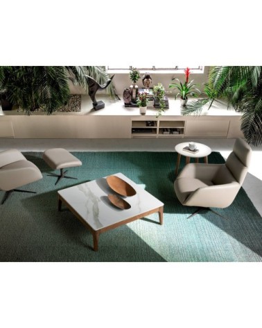 Table basse noyer et verre marbreet