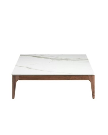 Table basse noyer et verre marbreet