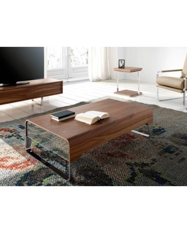 Table basse en noyer et acier