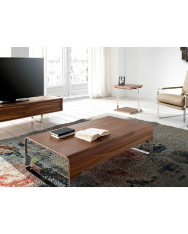 Table d'appoint en noyer et acier