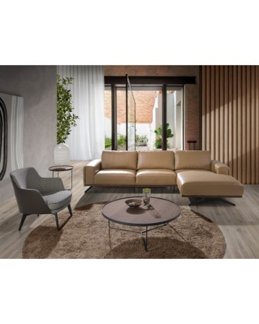 Table d'appoint ronde noyer et acier noir