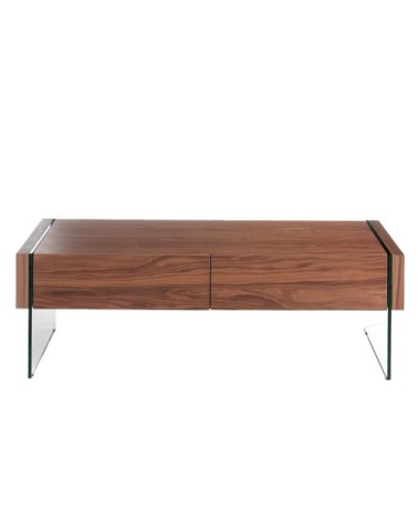 Table basse en noyer et verre