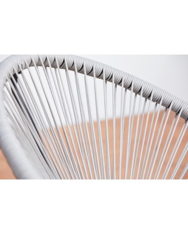 Salon de jardin 2 fauteuils ronds et table basse gris clair