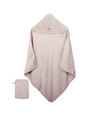 Cape de bain et gant 75x75 cm Coton bio Beige