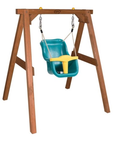 Portique en bois brun balançoire bébé