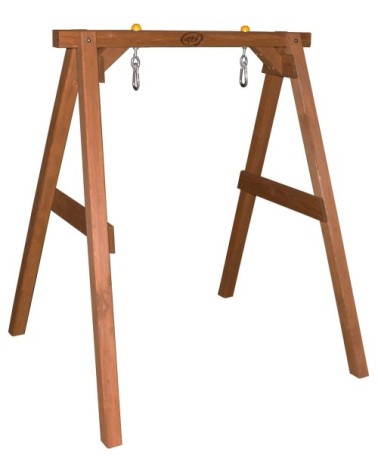 Portique en bois brun balançoire bébé