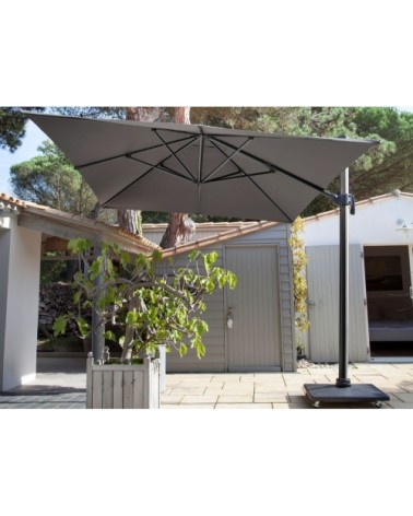 Parasol déporté en aluminium 3x4m dom gris