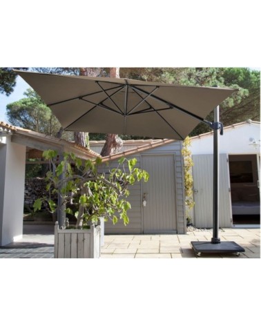 Parasol déporté en aluminium 3x4m dom taupe