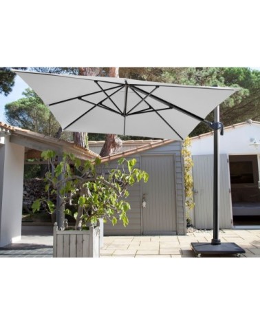 Parasol déporté en aluminium 3x4m dom blanc